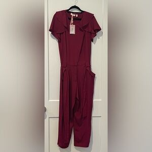 Ted Baker Deep Pink Draped Sleeve Jumpsuit